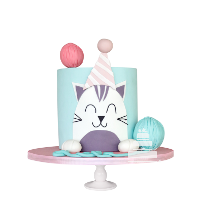 Party Cat - Pastel con decoración de gato fiestero -