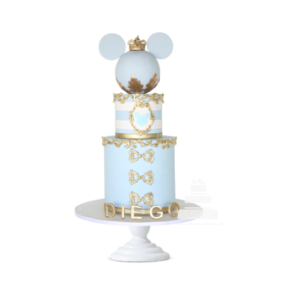 Love Mickey Mouse, pastel decorado de fondant color azul