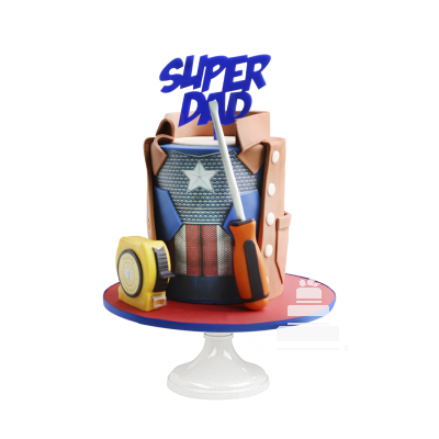 Captain Dad Cake, pastel con decoración de héroe para cumpleaños