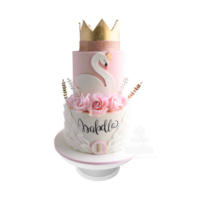 Swan Cake, pastel decorado con cisne y corona