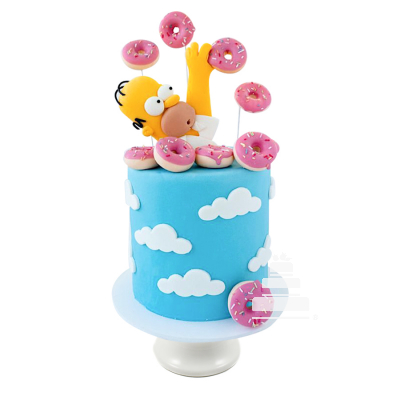Hungry Homero, pastel decorado con donitas y Homero de los Simpson