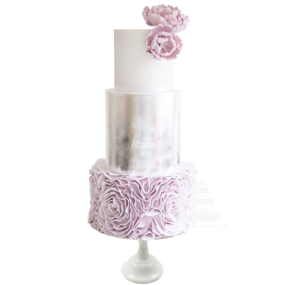 Lilac Ruffles pastel de boda con peonias de color lila