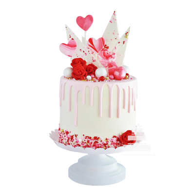 Candies & Flowers drip cake, Pastel de dulces y flores rojos