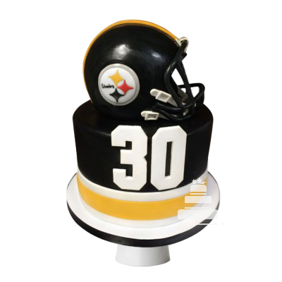 Steelers cake, pastel de casco Steelers negro de azúcar football americano