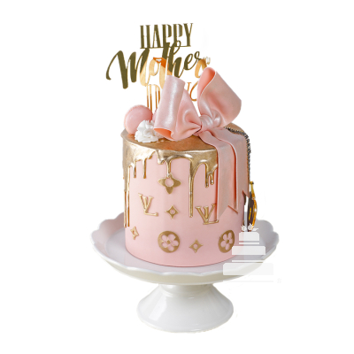 Mother's day charm LV pink cake, Pastel dia de las madres decorado de LV rosa dorado