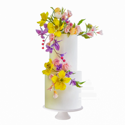 Wedding flower cake - Pastel de bodas con decoraciones de flores de azúcar