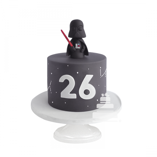 Darth Vader Cake, pastel para cumpleaños con figura comestible