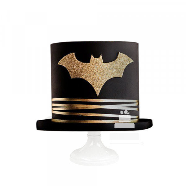 Golden Batman, pastel con decoración dorada de azúcar para cumpleaños