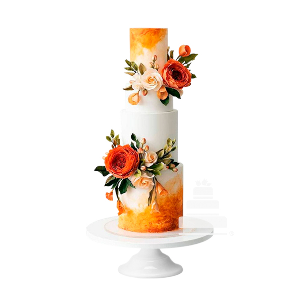 Fall Wedding, pastel de boda de color naranja con blanco