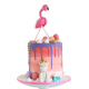 Flamingo Drip, Pastel decorado con merengues y macarrones