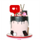 Drip cake con emoji de corazón, like