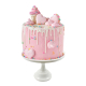 Pink Drip Cake, pastel para cumpleaños con decoración de macarrones