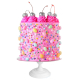 Pink cheerful, pastel de cumpleaños con decoración de dulces