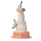 Coral lace cake, Pastel color coral de boda