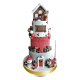Christmas House Cake, pastel casita con regalos tema navidad