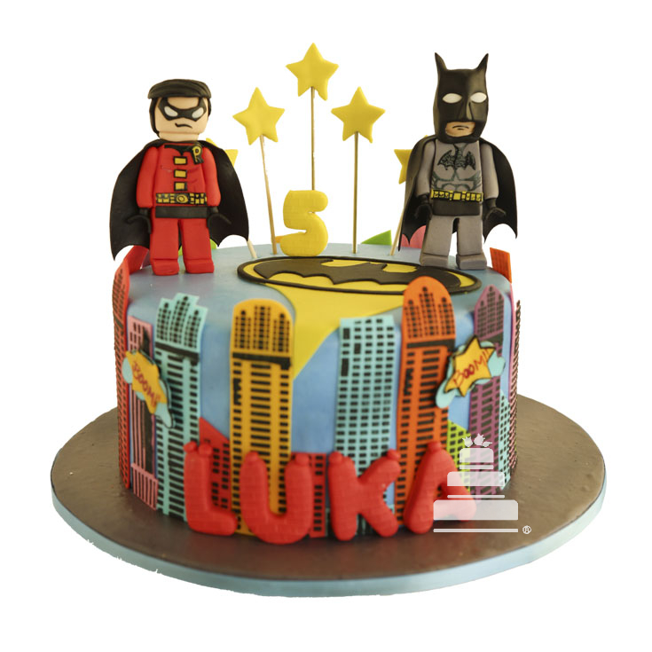 Pastel decorado con Lego Batman & Robin
