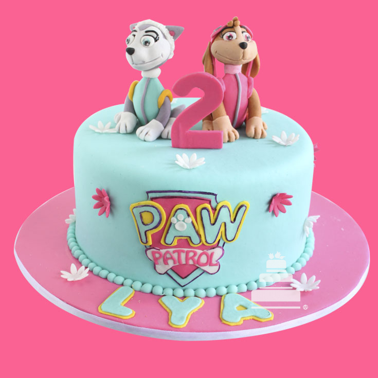 Paw Patrol Girly, pastel decorado de paw patrol fondant para niña