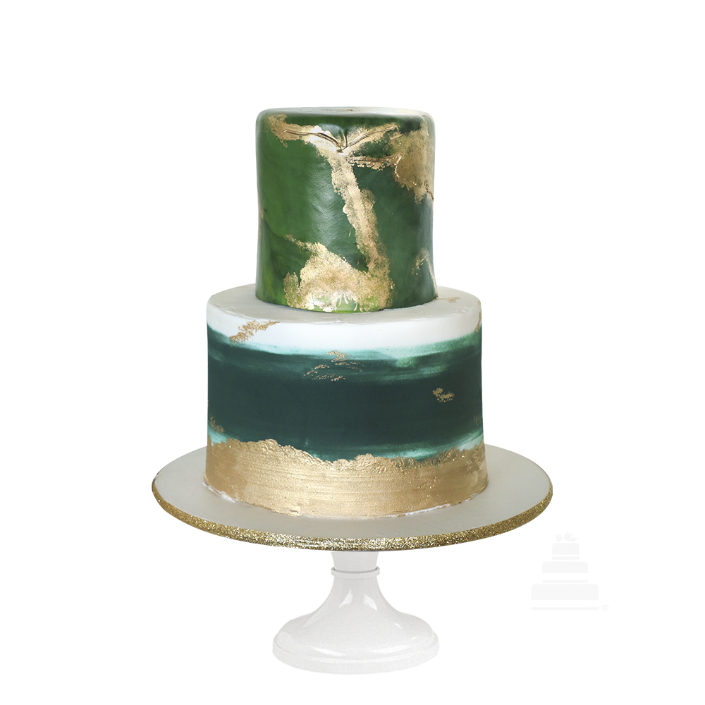 Green art, pastel de aniversario de bodas moderno, detalle verde y oro