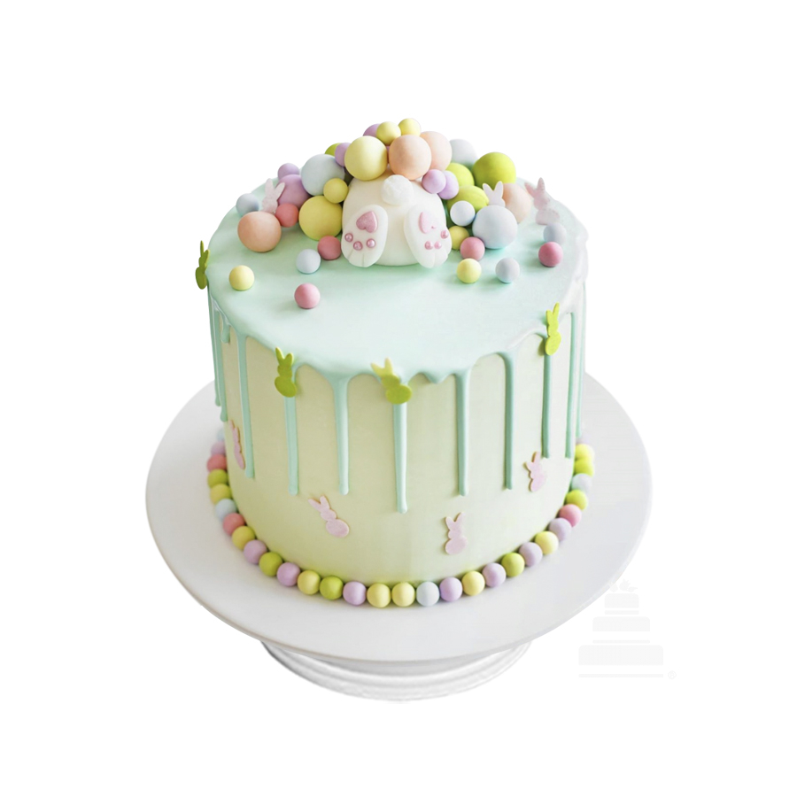 Bunny Drip Cake, pastel de huevitos celebrar pascua sencillo