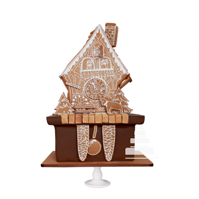 Xmas House, precioso pastel de casita de jengibre detalles glaseados
