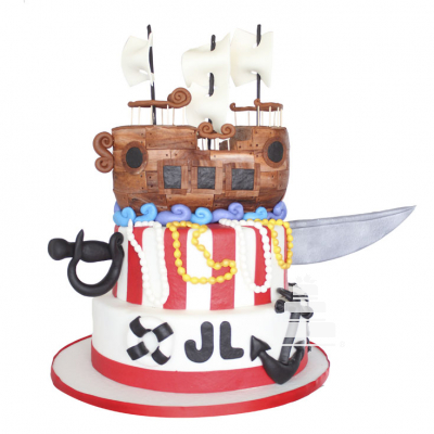pastel infantil decorado con barco pirata