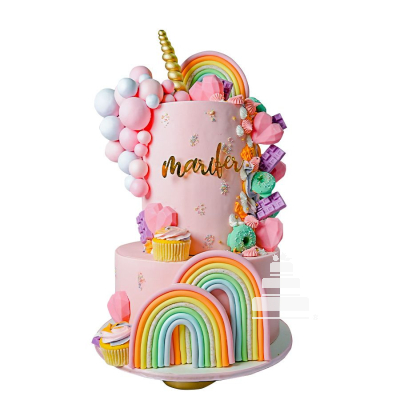 Unicorn rainbow magic cake - Pastel mágico de arcoíris y unicornio