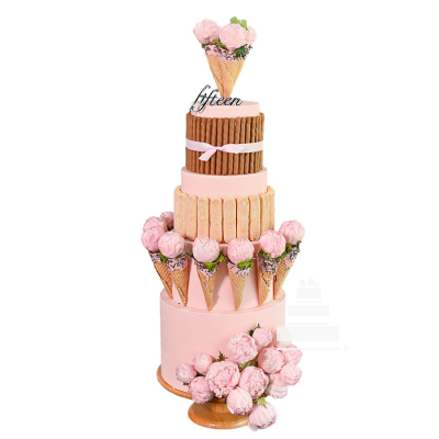 Pastel de Barquillos y Flores - Wafers and Flowers Cake