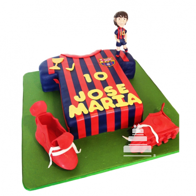 Barça Fan, pastel decorado para los fanáticos del Barcelona en forma de camiseta jersey de futbol
