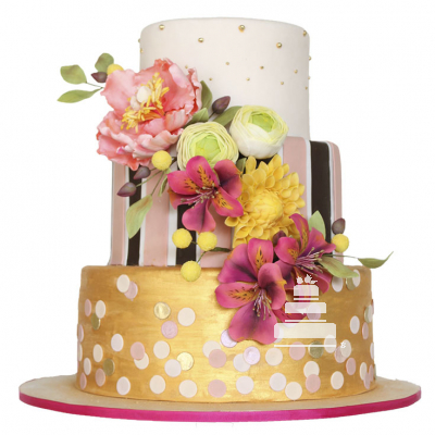 Golden Astromelias, pastel con flores y tonos dorados