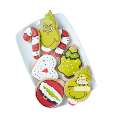 Grinch Christmas Cookies, Galletas decoradas de Navidad con grinch y bastones