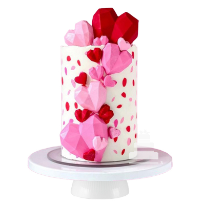 Pink & red hearts cake - Pastel de corazones rosas y rojos