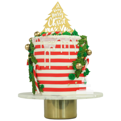 Sweet Christmas Stripes Cake - Pastel de decoraciones navideñas