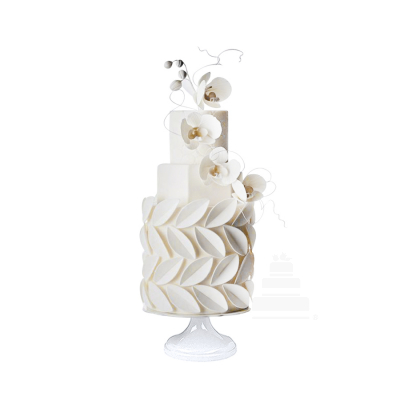 Snow Wedding, pastel para boda elegante de fondant con orquideas