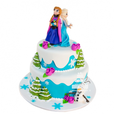 Let it Go! Pastel decorado con la temática de Frozen  con Elsa y Anna