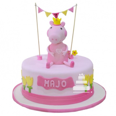Peppa Pig Princess, pastel decorado de fondant de Peppa