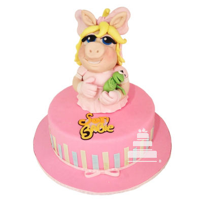 Miss Piggy, pastel decorado con cerdita y rana de los Muppets 