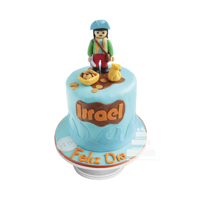 Playmobil cake, Pastel decorado de fondant con temática de playmobil para cumpleaños de niño