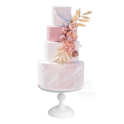 Pink Wedding Cake, pastel de boda decorado con rosas inglesas hechas a mano en azúcar y detalles rosados