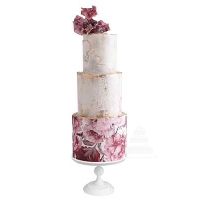 Flower Print pastel de boda de 3 pisos con estampado de flores 