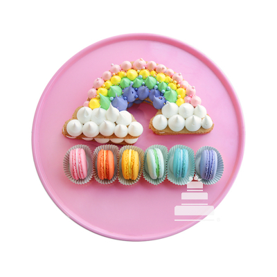 Rainbow Macarons, macarrones de colores y galleta decorada