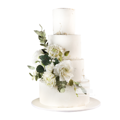 Greenery wedding, pastel de boda en tonos verde y blanco