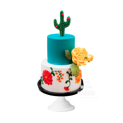 Flowers & Cactus, pastel de dos pisos para noche mexicana