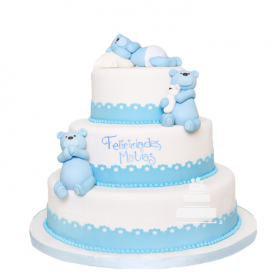 Sweet dreams, pastel para el primer año o bienvenida al bebé con ositos azules