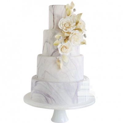 Vermont Marble, pastel para boda elegante con rosas de azúcar
