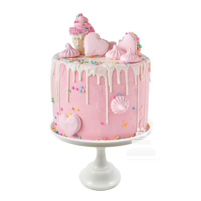Valentine Drip Cake, pastel para cumpleaños con decoración de macarrones 