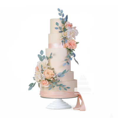 Roses roses, pastel decorado para bodas en fondant de varios pisos con ramos y arreglos de rosas en azúcar pintadas a mano