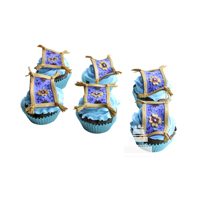 Aladdín Cupcakes docena con decoraciones de alfombra mágica