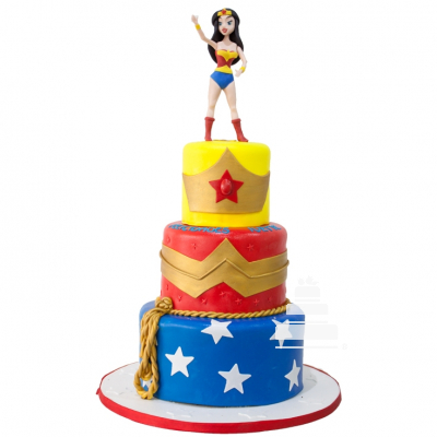 Wonder Woman, pastel decorado de tres pisos 
