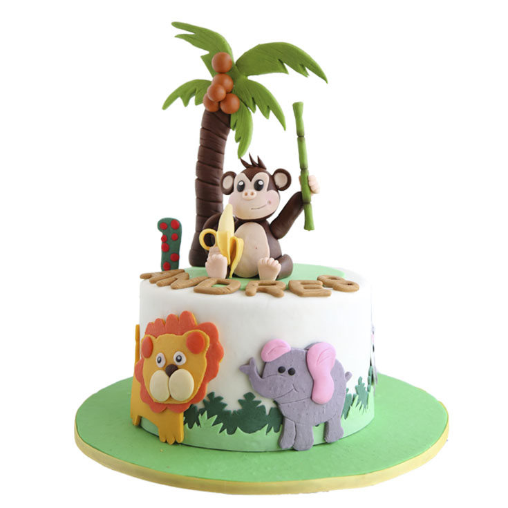 Zoo baby, pastel decorado de fondant con animalitos