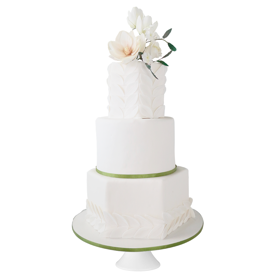 Greenish Summer, pastel decorado para boda blanco con flores